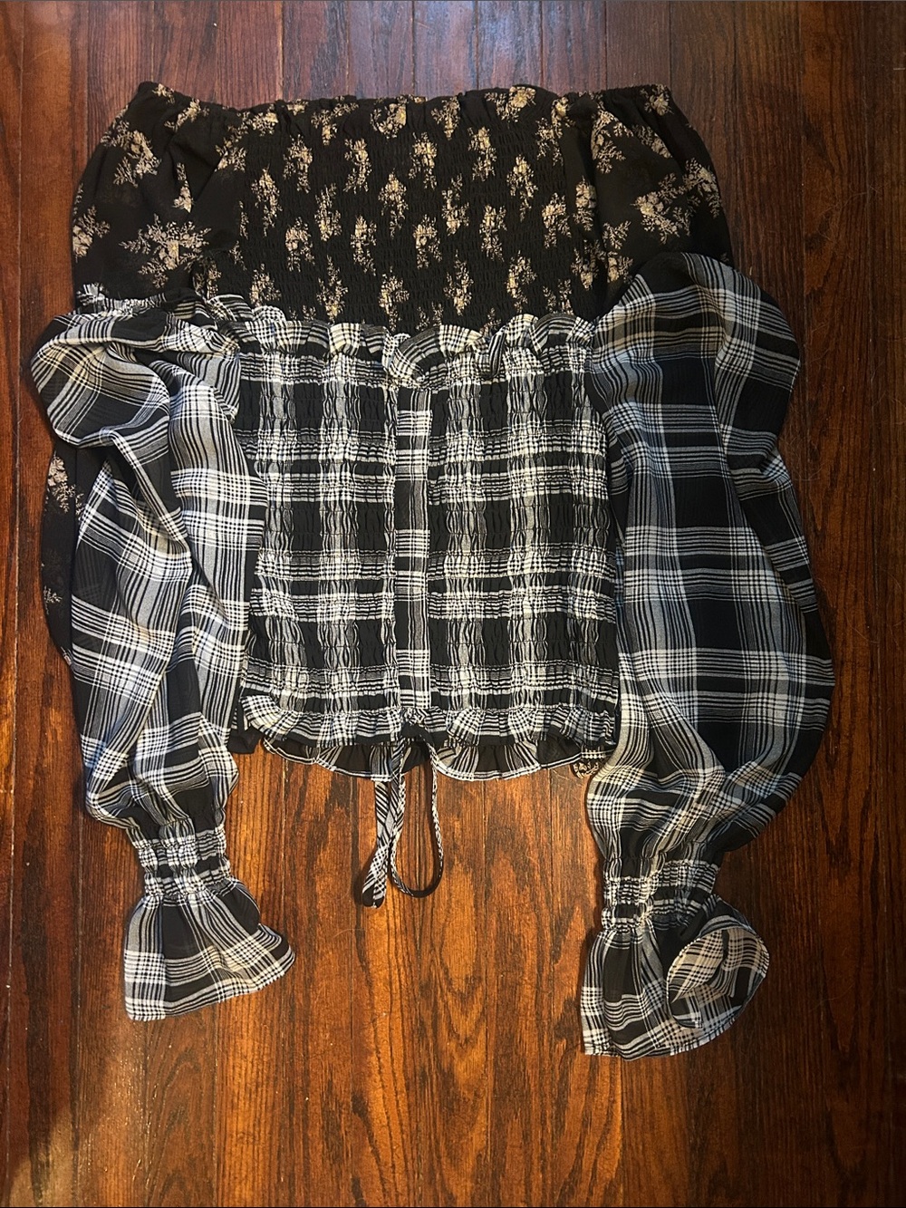 2 Smocked Off-Shoulder Crop Top